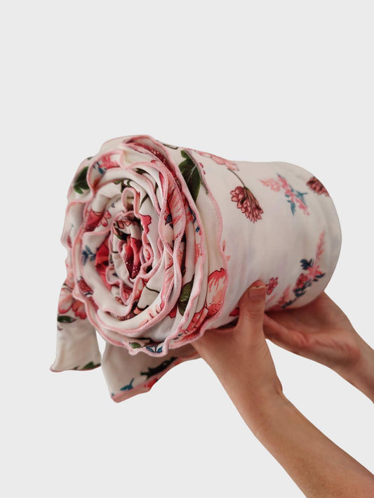 Pink Bloom Large Swaddle Blanket