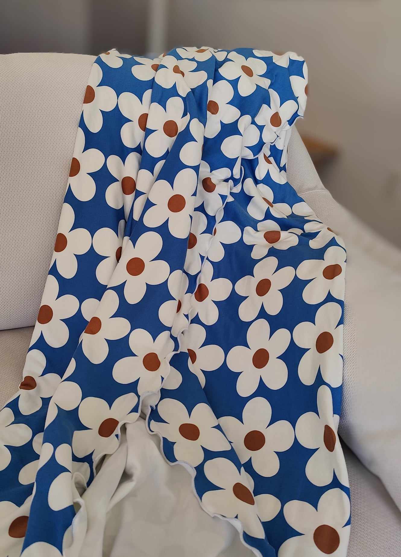 Blue Retro Large Swaddle Blanket