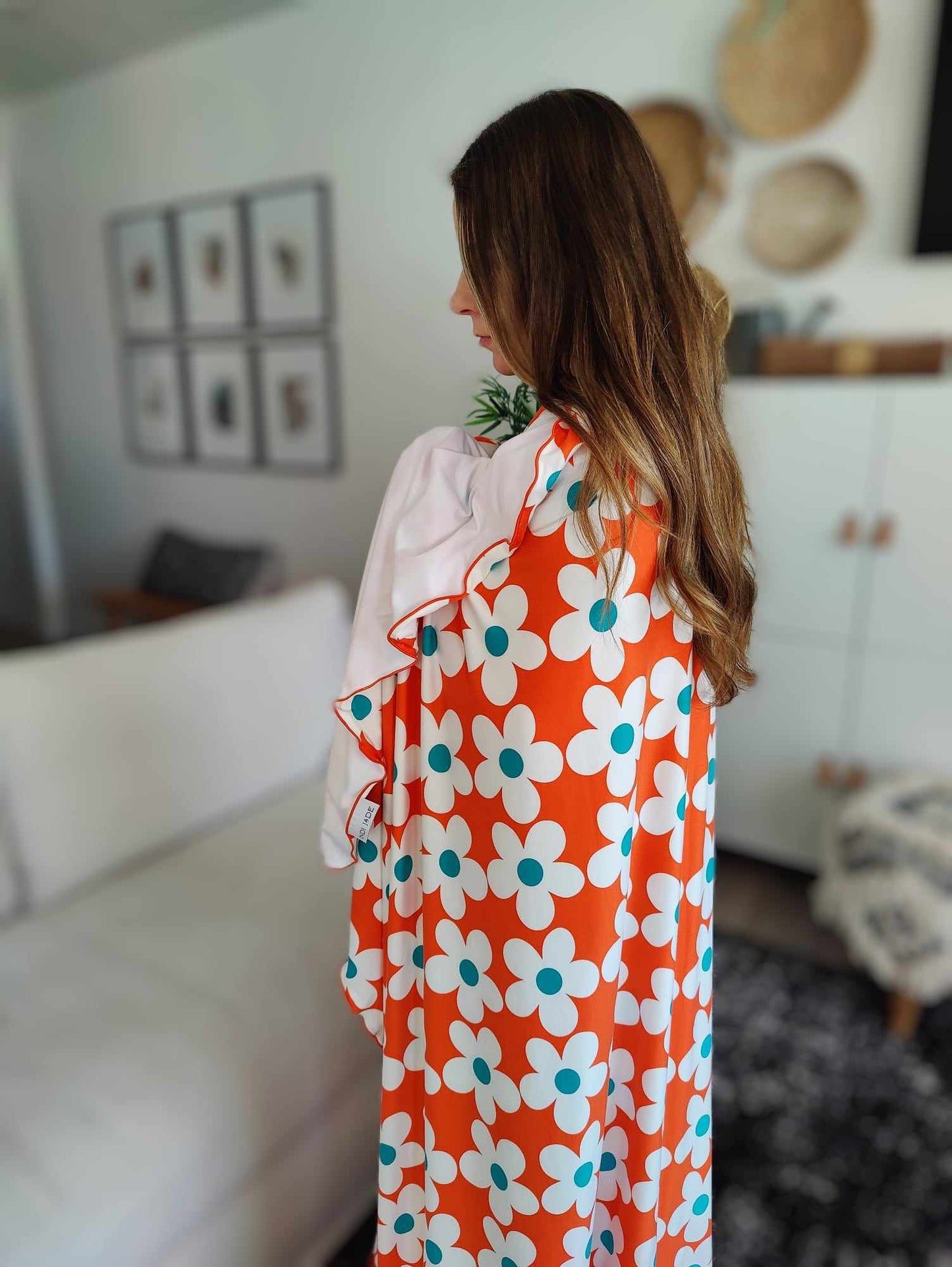 Orange Retro Large Swaddle Blanket